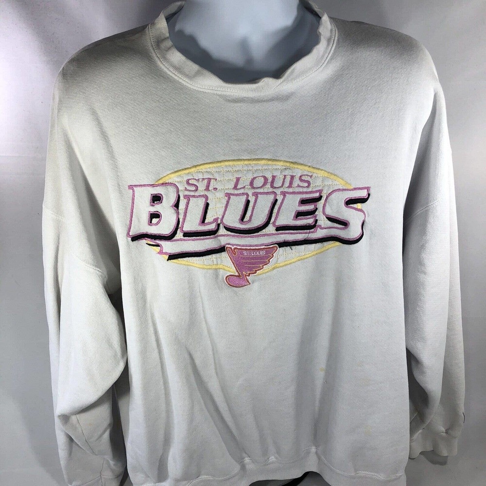 VINTAGE ST LOUIS BLUES LOGO ATHLETIC SWEATSHIRT WOMENS XL PULLOVER 90s USA MADE